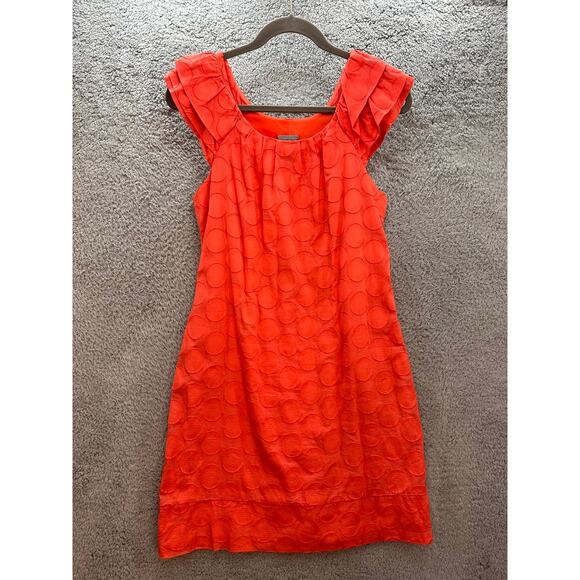 Rabbit Rabbit Rabbit Design Sz 8 Orange Sundress Ruffle Sleeves Lined Polka Dot - Picture 1 of 13